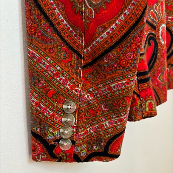 Ladies Isaac Mizrahi Red Corduroy Paisley Print Blazer - Picture 6 of 10